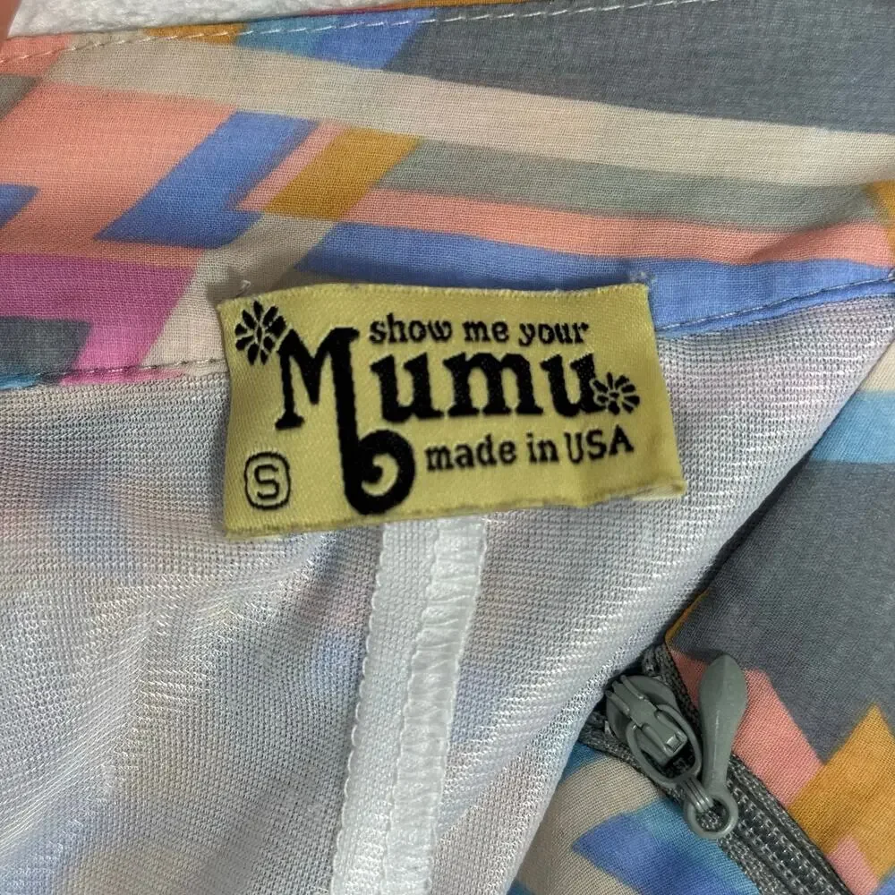 Show Me Your Mumu Maxi Skirt Women's Medium Geometric Design Multicolor side Zip